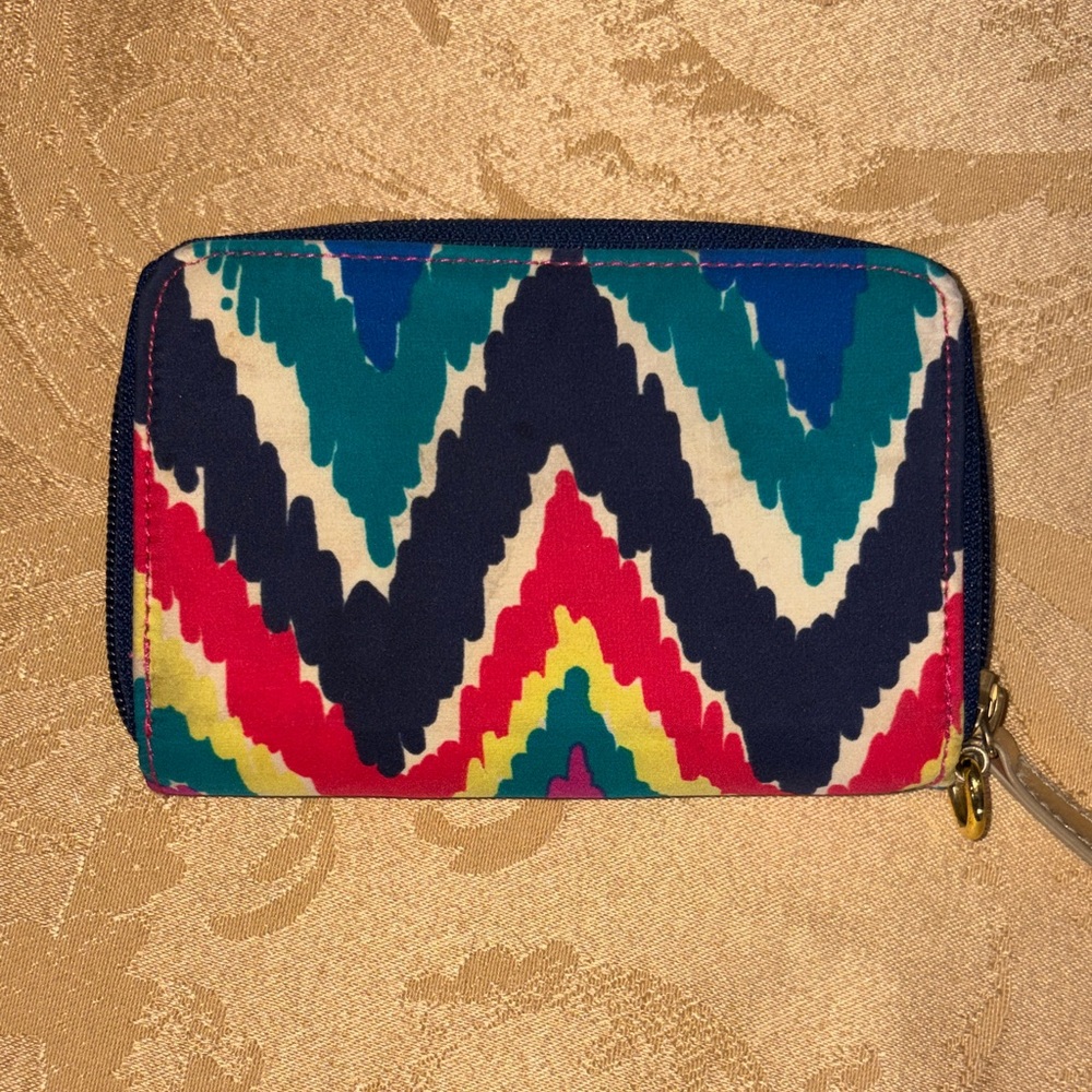 Lilly Pulitzer Vibrant Chevron Zip Wallet in Pink, Blue, Green & Yellow - Picture 3 of 9